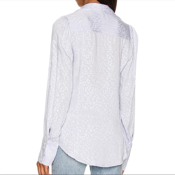NWT FREE PEOPLE Lilac Long Sleeve Animal Print Button Down Blouse Size Small - Picture 4 of 5